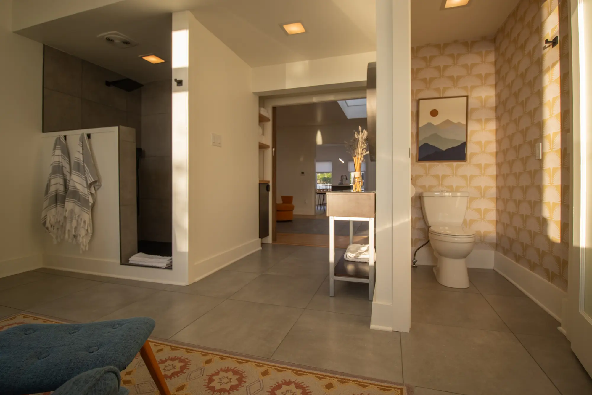River Penthouse spa-style bathroom with walk-in shower, Narrowsburg NY
